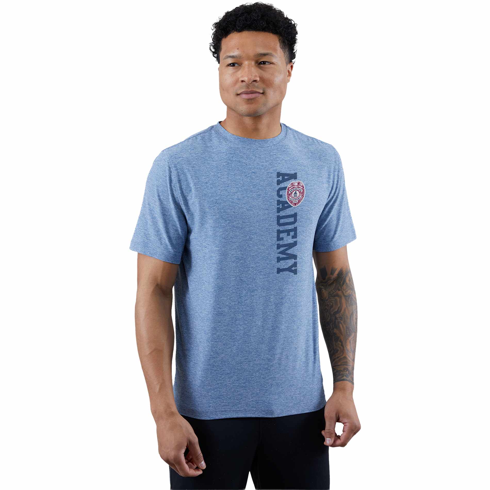 Front View of Blue WELLABLE Men's Short Sleeve Tee