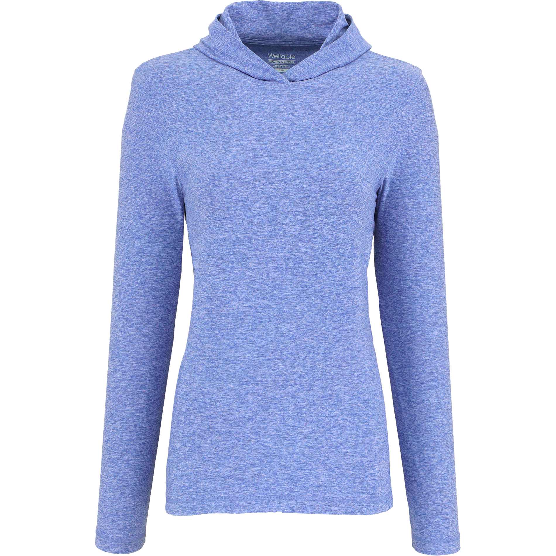 Front View of Blue WELLABLE Women's Knit Hoodie plain