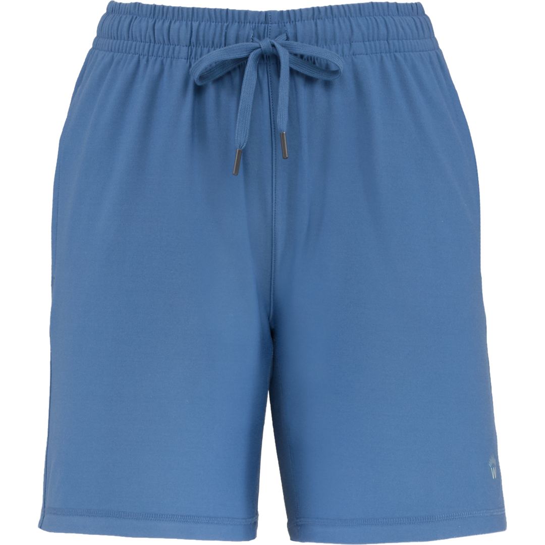 Front View of Blue WELLABLE Women's Knit Short plain