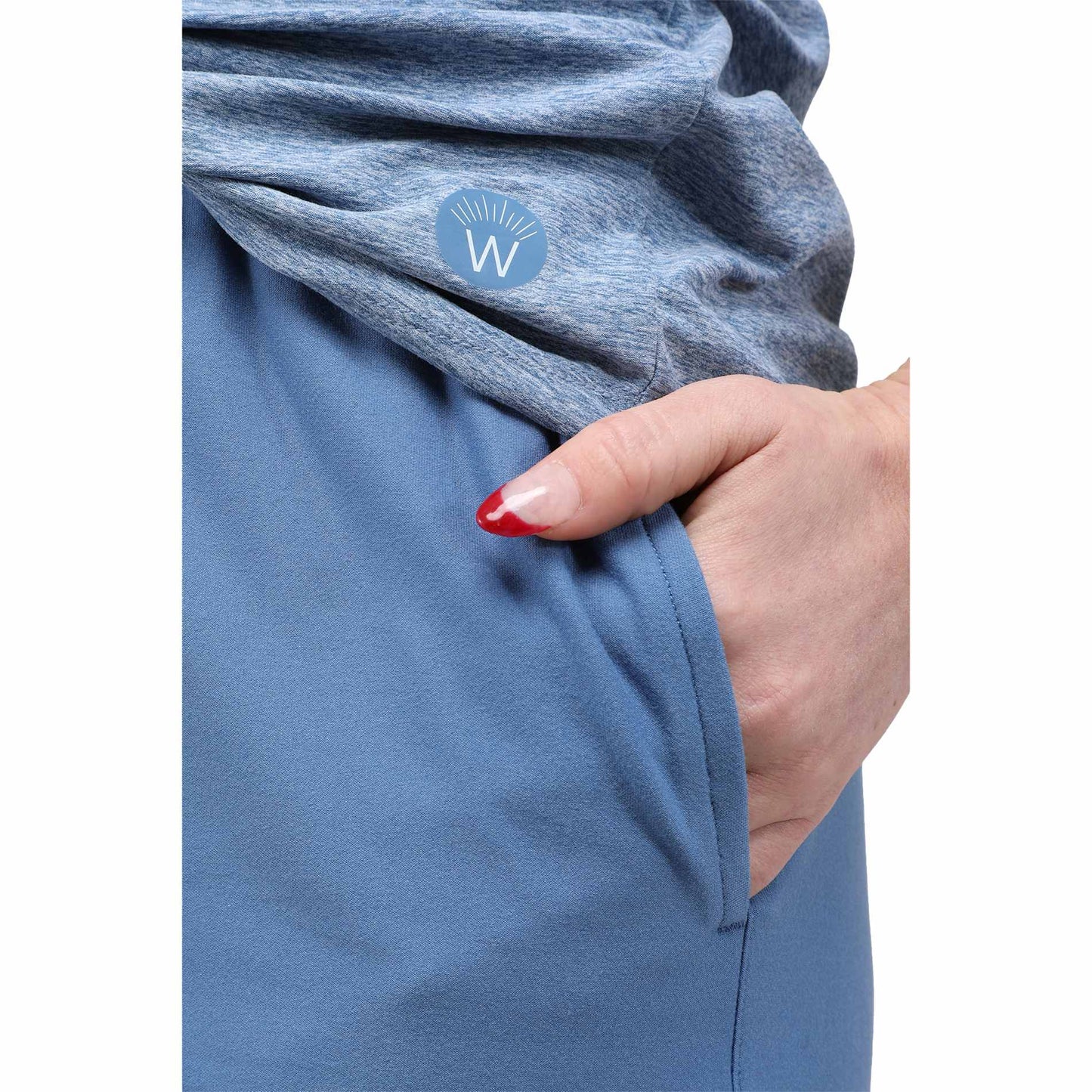 Front View of Blue WELLABLE Women's Knit Short