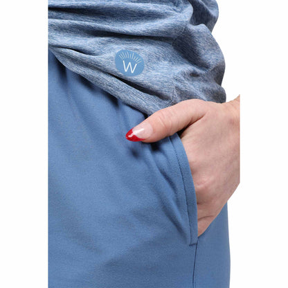 Front View of Blue WELLABLE Women's Knit Short