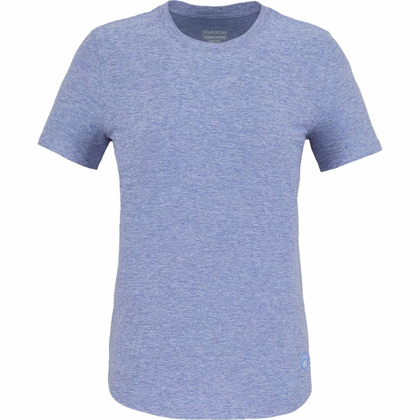 Front View of Blue WELLABLE Women's Short Sleeve Tee plain