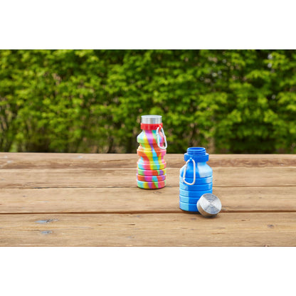 Front View of Blue Zigoo Silicone Collapsible Bottle 18oz - Tie Dye