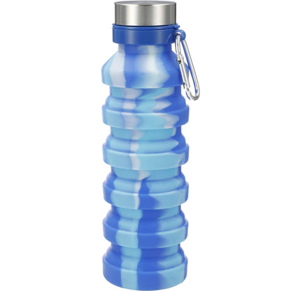 Front View of Blue Zigoo Silicone Collapsible Bottle 18oz - Tie Dye