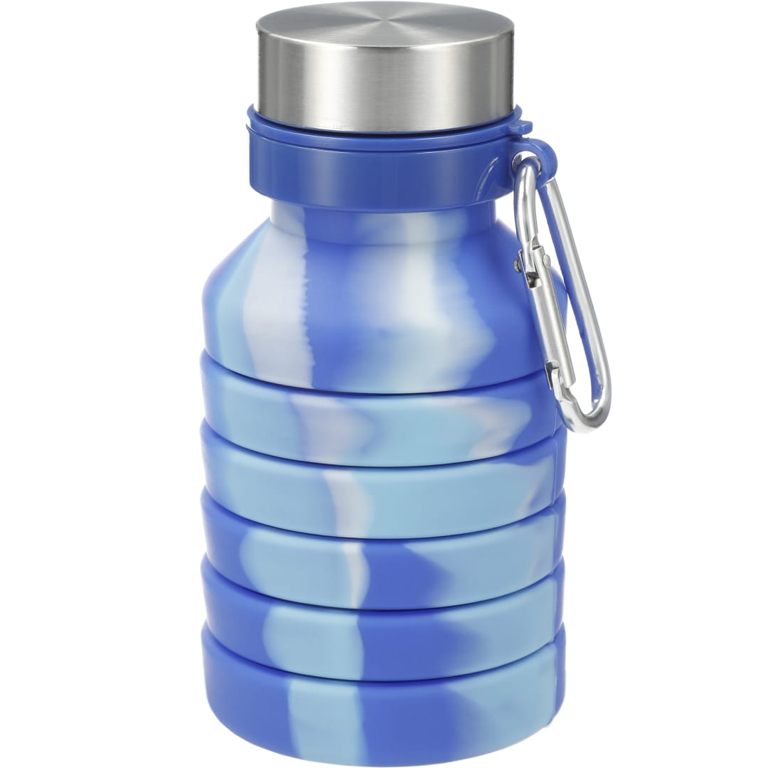 Front View of Blue Zigoo Silicone Collapsible Bottle 18oz - Tie Dye