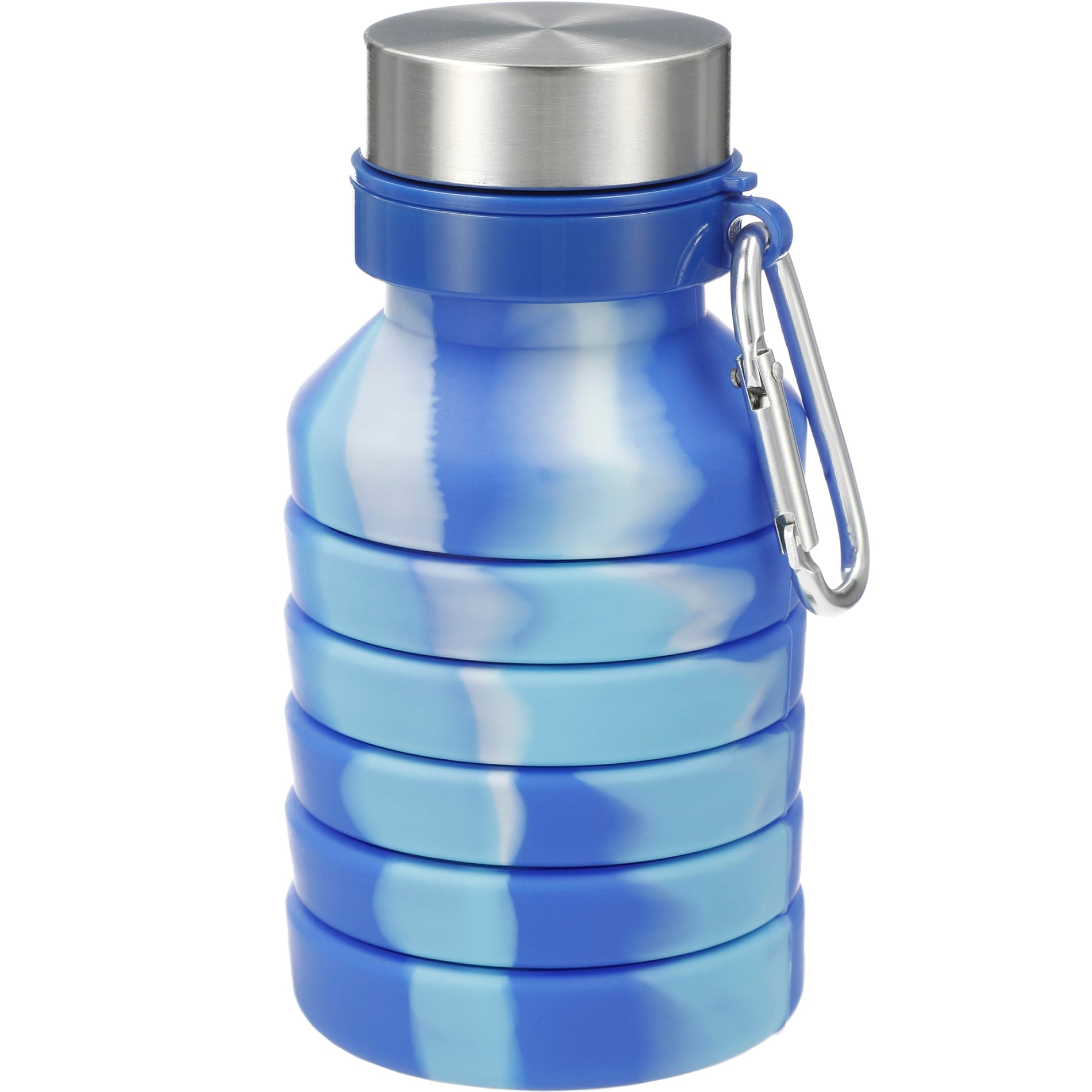Front View of Blue Zigoo Silicone Collapsible Bottle 18oz - Tie Dye
