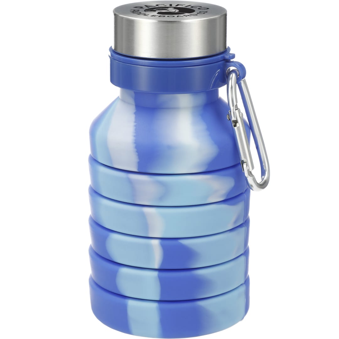 Front View of Blue Zigoo Silicone Collapsible Bottle 18oz - Tie Dye