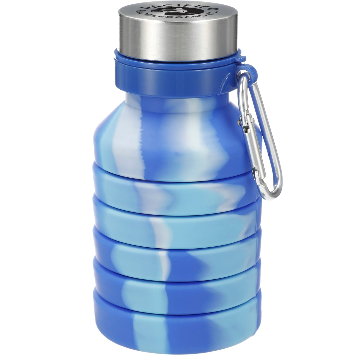 Front View of Blue Zigoo Silicone Collapsible Bottle 18oz - Tie Dye