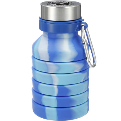 Front View of Blue Zigoo Silicone Collapsible Bottle 18oz - Tie Dye