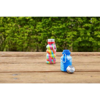 Front View of Blue Zigoo Silicone Collapsible Bottle 18oz - Tie Dye