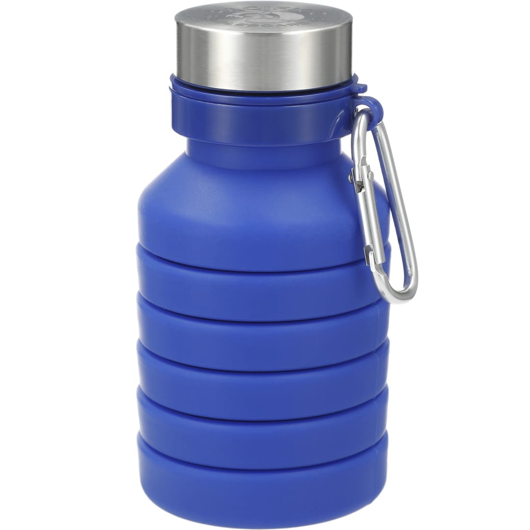 Front View of Blue Zigoo Silicone Collapsible Bottle 18oz