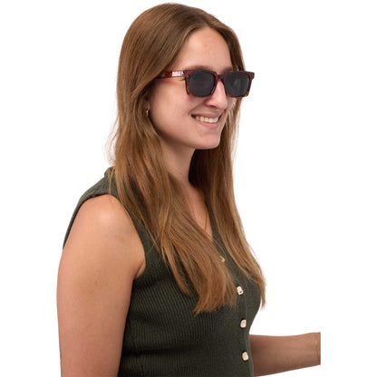 Front View of Brown Ashley Recycled Square Sunglasses plain