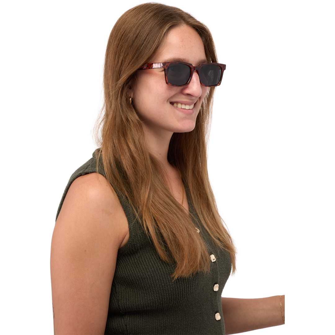 Front View of Brown Ashley Recycled Square Sunglasses plain
