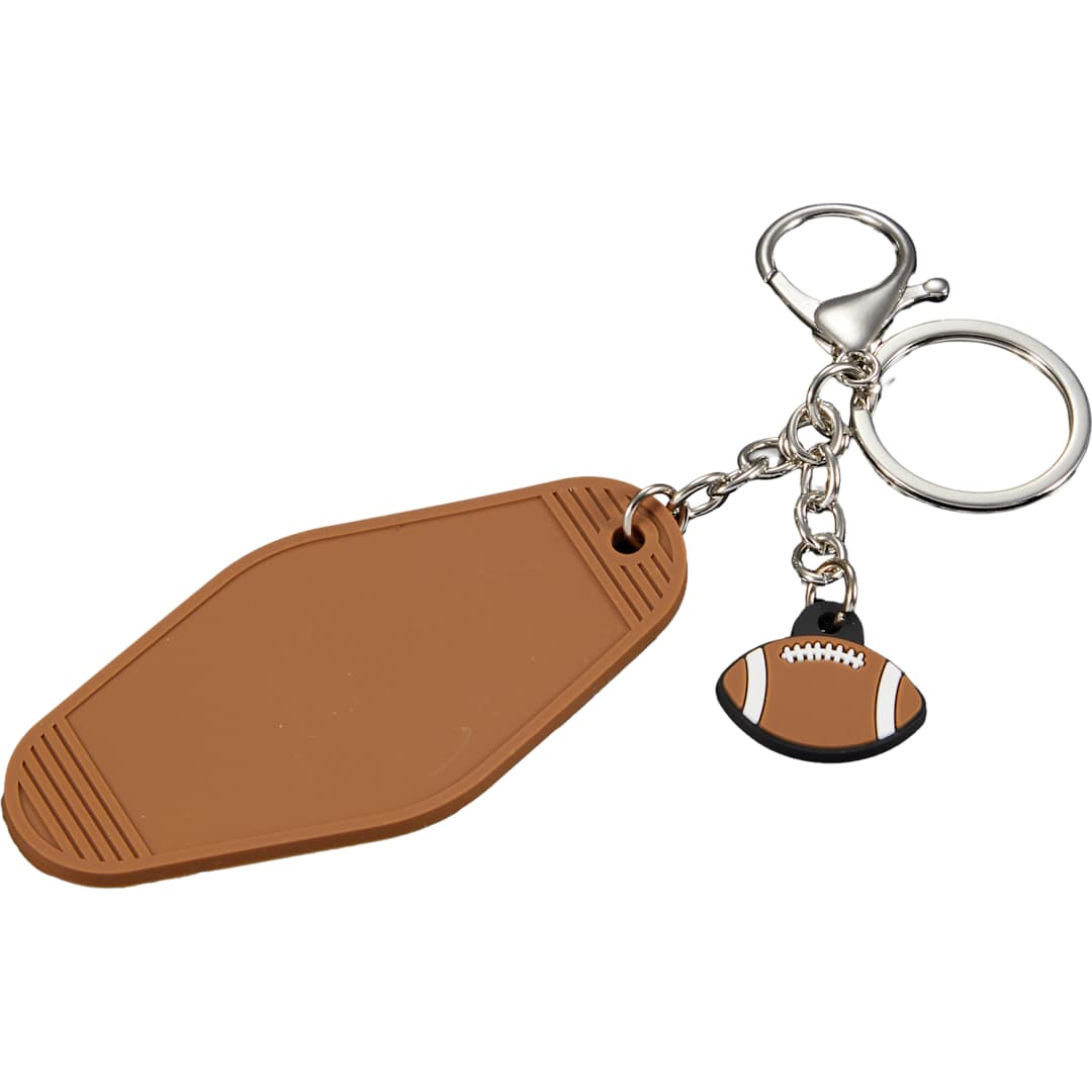 Front View of Brown Football Motel Keychain plain