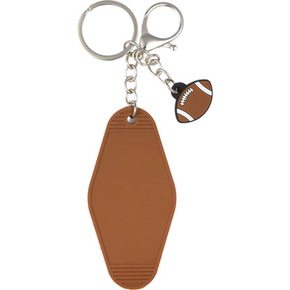 Front View of Brown Football Motel Keychain plain