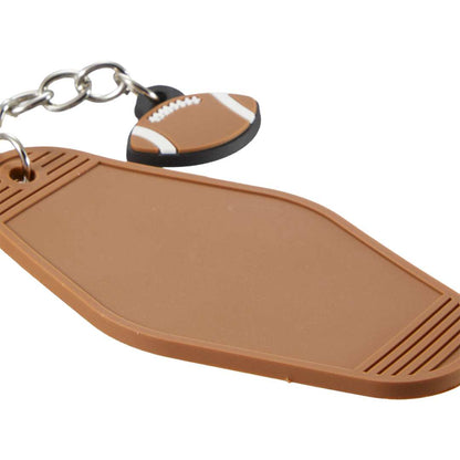 Front View of Brown Football Motel Keychain