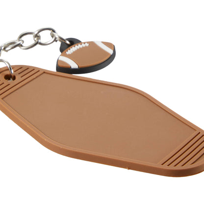 Front View of Brown Football Motel Keychain