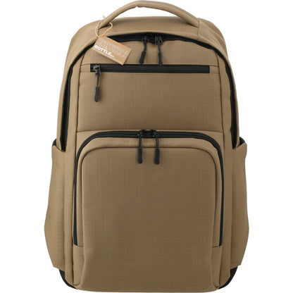Front View of Brown NBN Recycled Utility Insulated Backpack plain