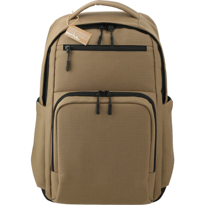 Front View of Brown NBN Recycled Utility Insulated Backpack plain