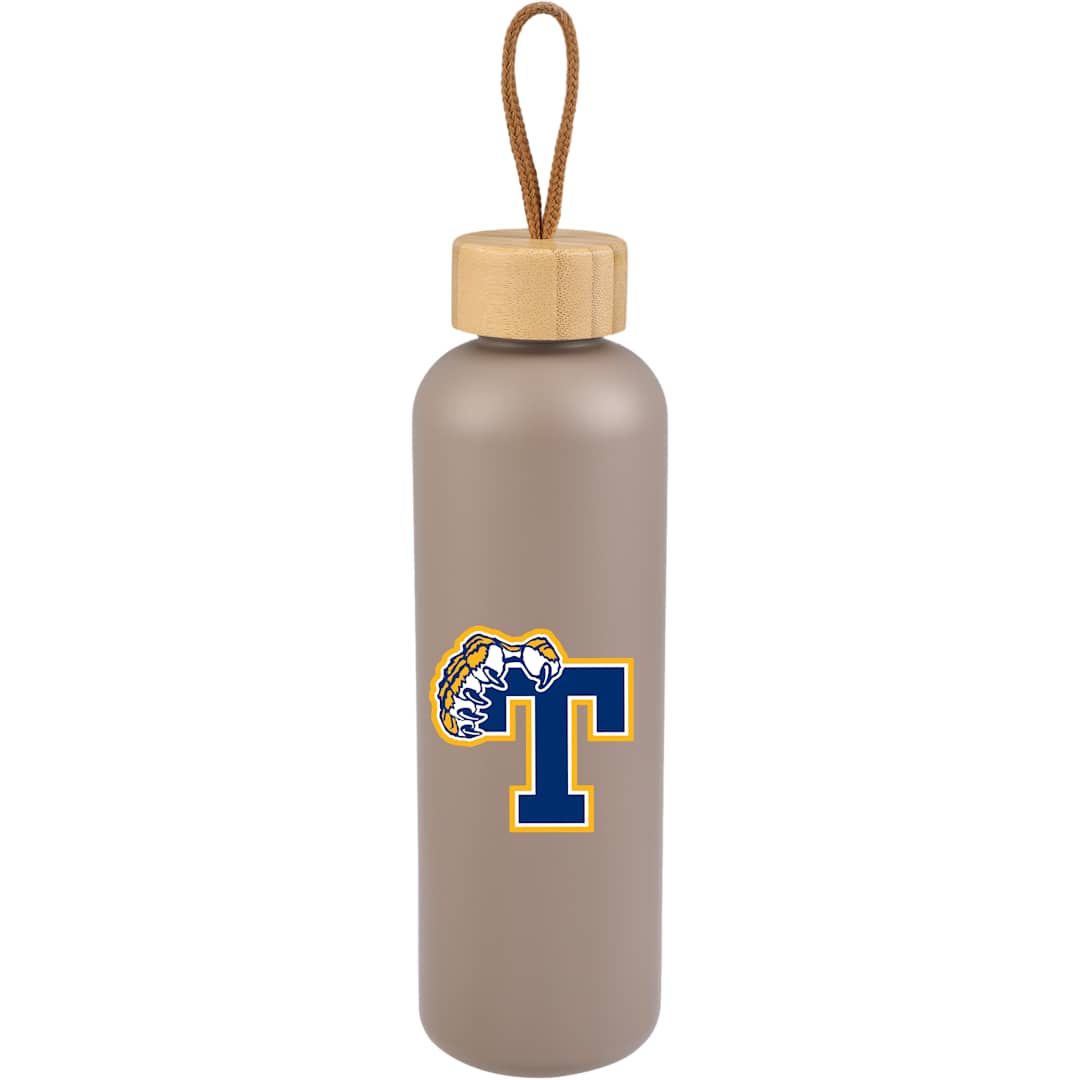 Front View of Brown Tania Recycled Bottle w/ FSC® Bamboo Lid 26oz