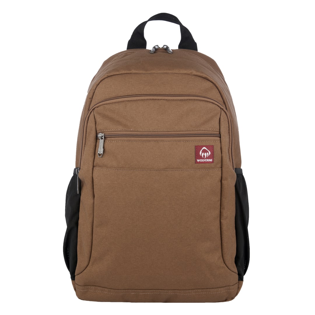 Front View of Brown Wolverine 23L Laptop Backpack plain