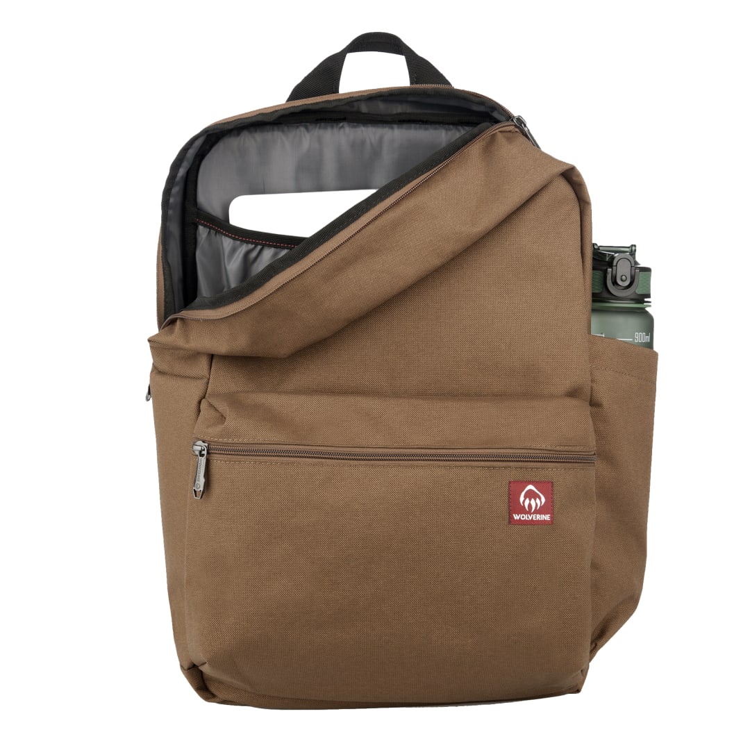 Front View of Brown Wolverine 24L Classic Backpack plain