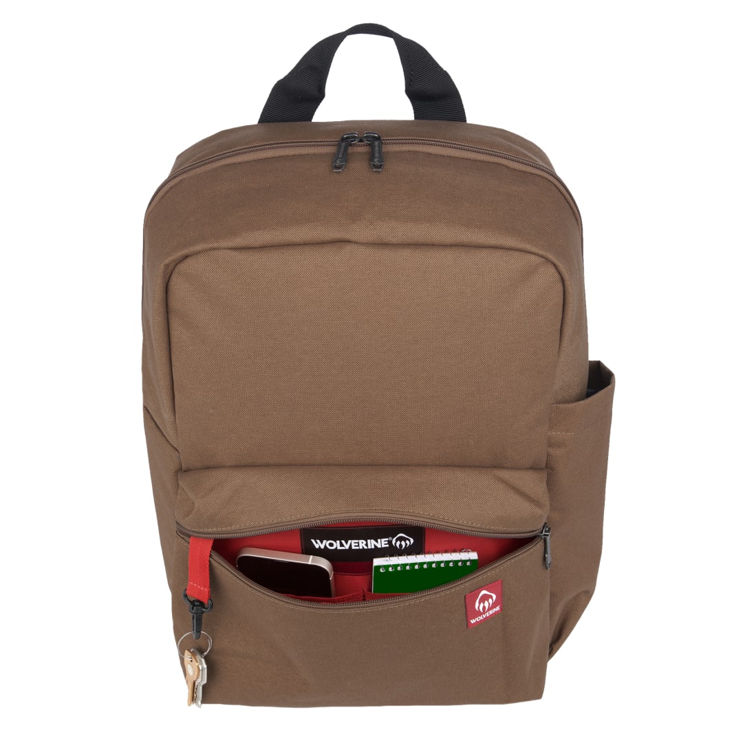 Front View of Brown Wolverine 24L Classic Backpack plain