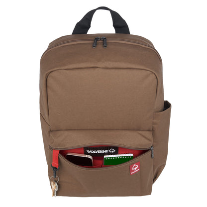 Front View of Brown Wolverine 24L Classic Backpack plain
