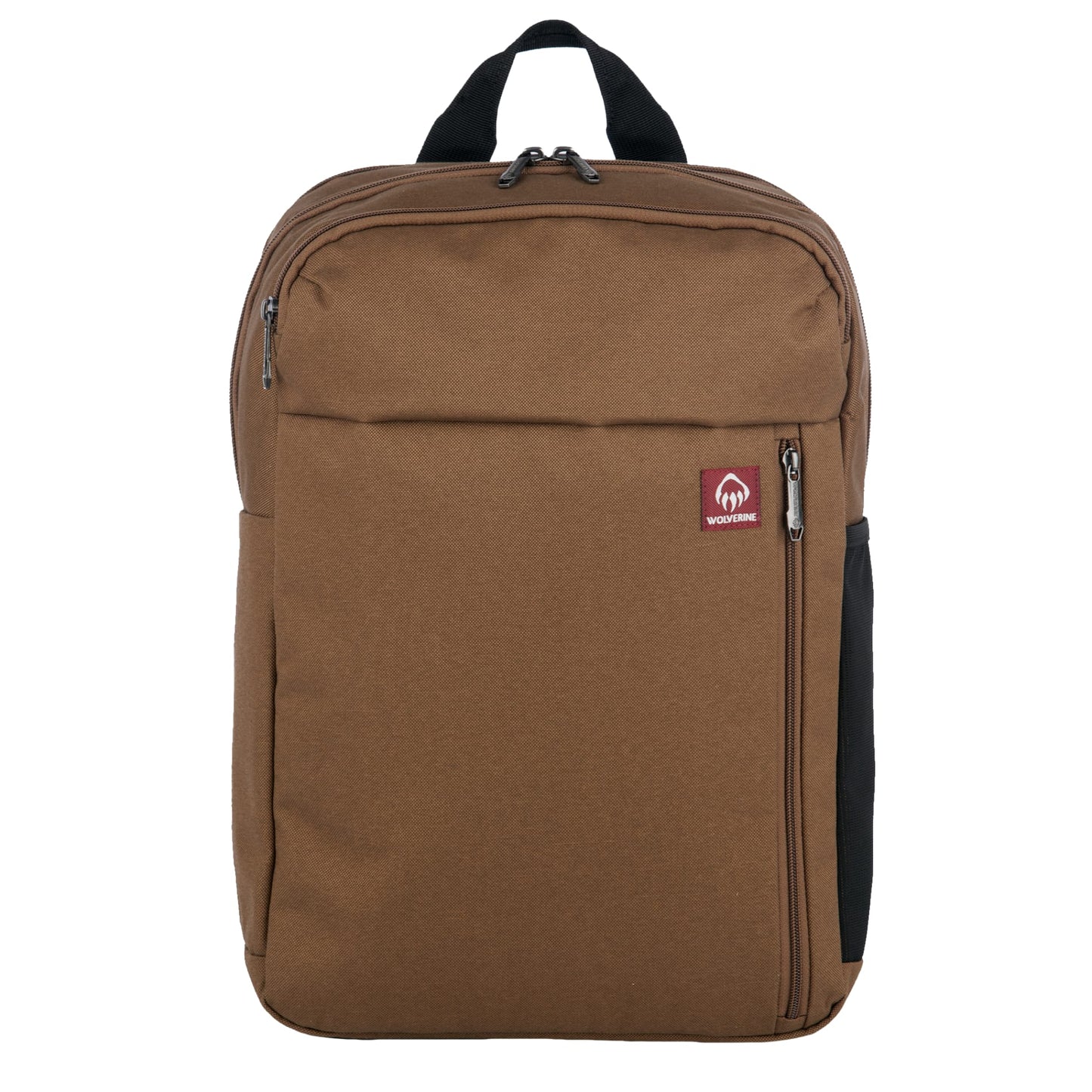 Front View of Brown Wolverine 30L Transit Backpack plain