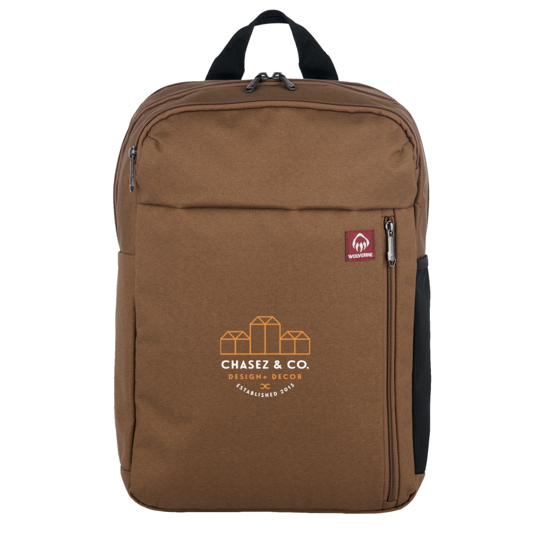 Front View of Brown Wolverine 30L Transit Backpack