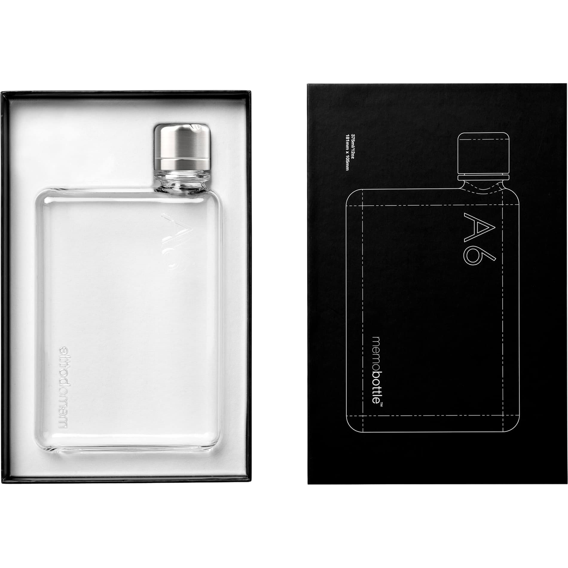 Front View of Clear A6 Tritan memobottle plain
