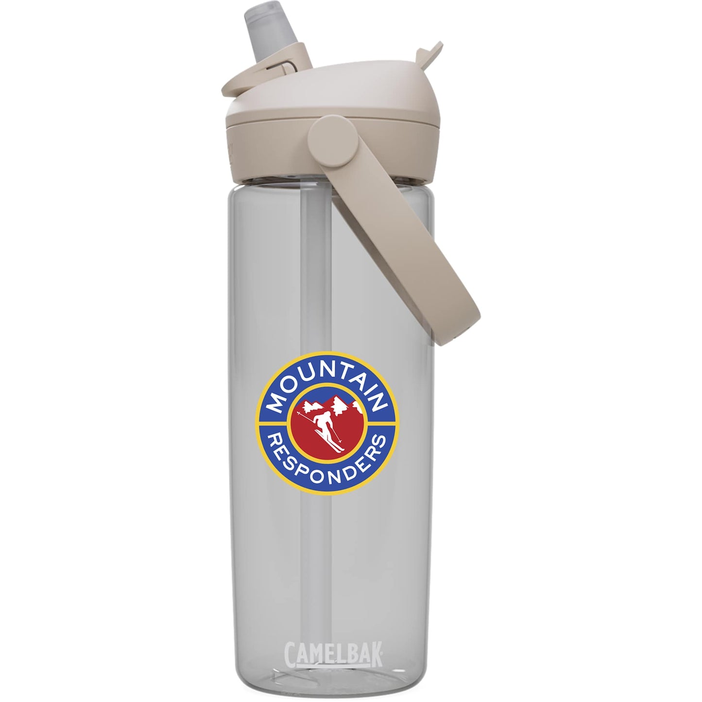 Front View of Clear CamelBak Thrive Flip Straw 20oz Bottle Tritan Rene