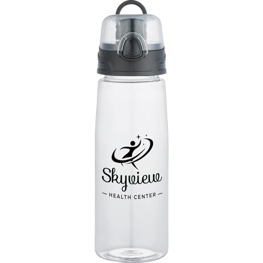 Front View of Clear Capri 25oz Tritan Sports Bottle