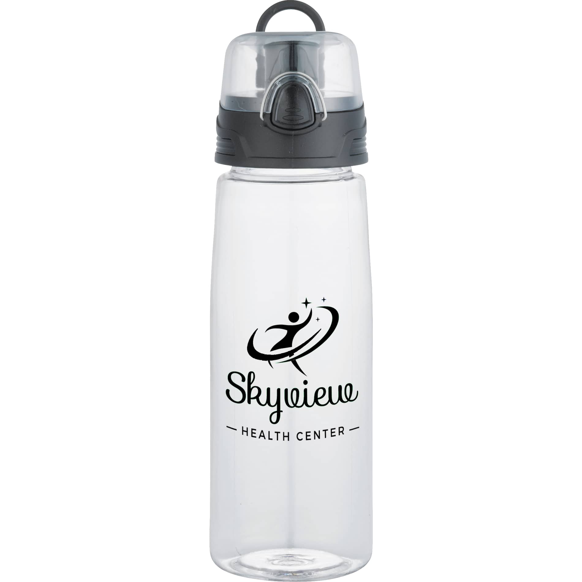Front View of Clear Capri 25oz Tritan Sports Bottle
