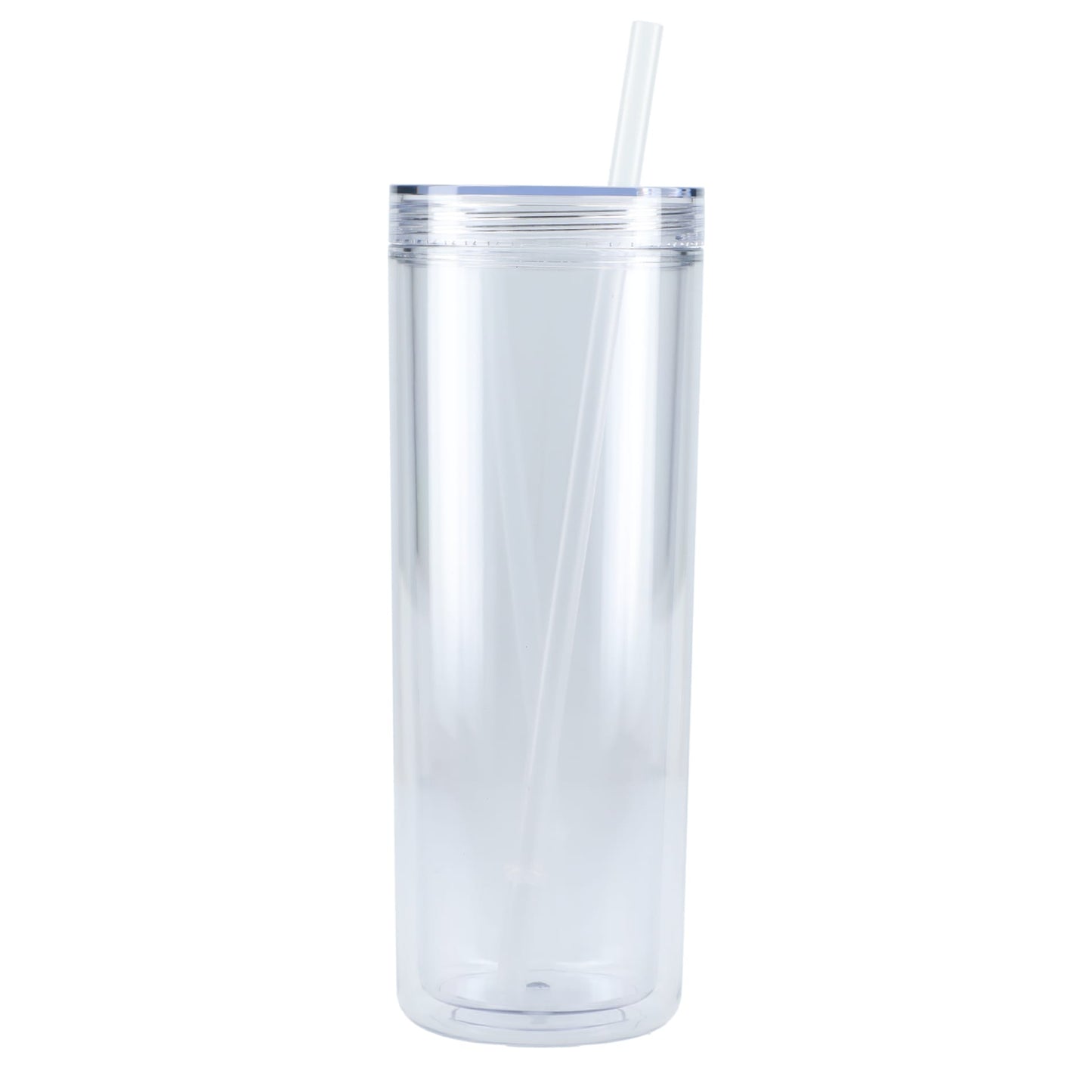Front View of Clear Chroma Recycled Acrylic Straw Tumbler 16oz plain