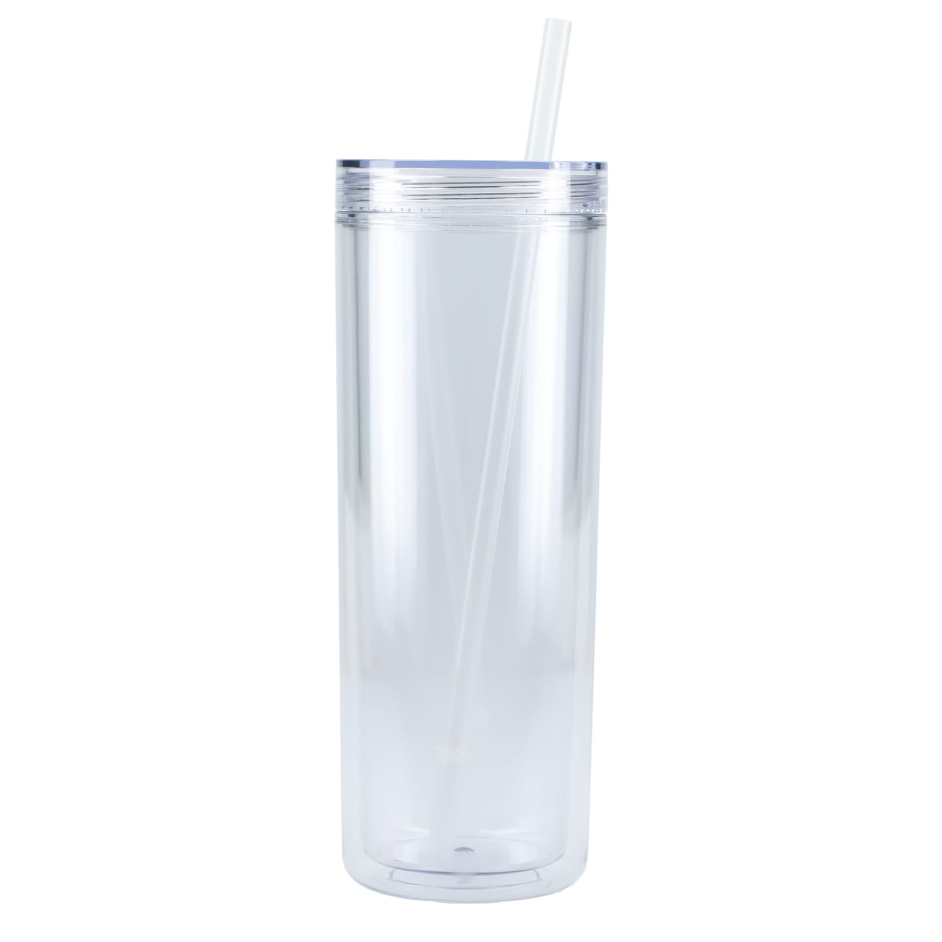 Front View of Clear Chroma Recycled Acrylic Straw Tumbler 16oz plain
