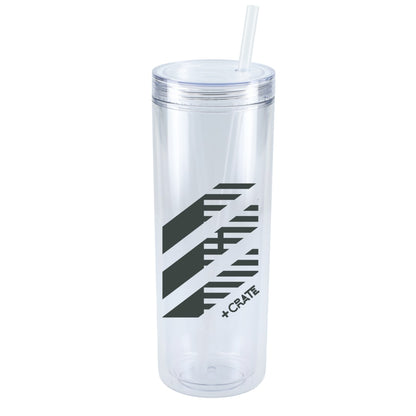 Front View of Clear Chroma Recycled Acrylic Straw Tumbler 16oz