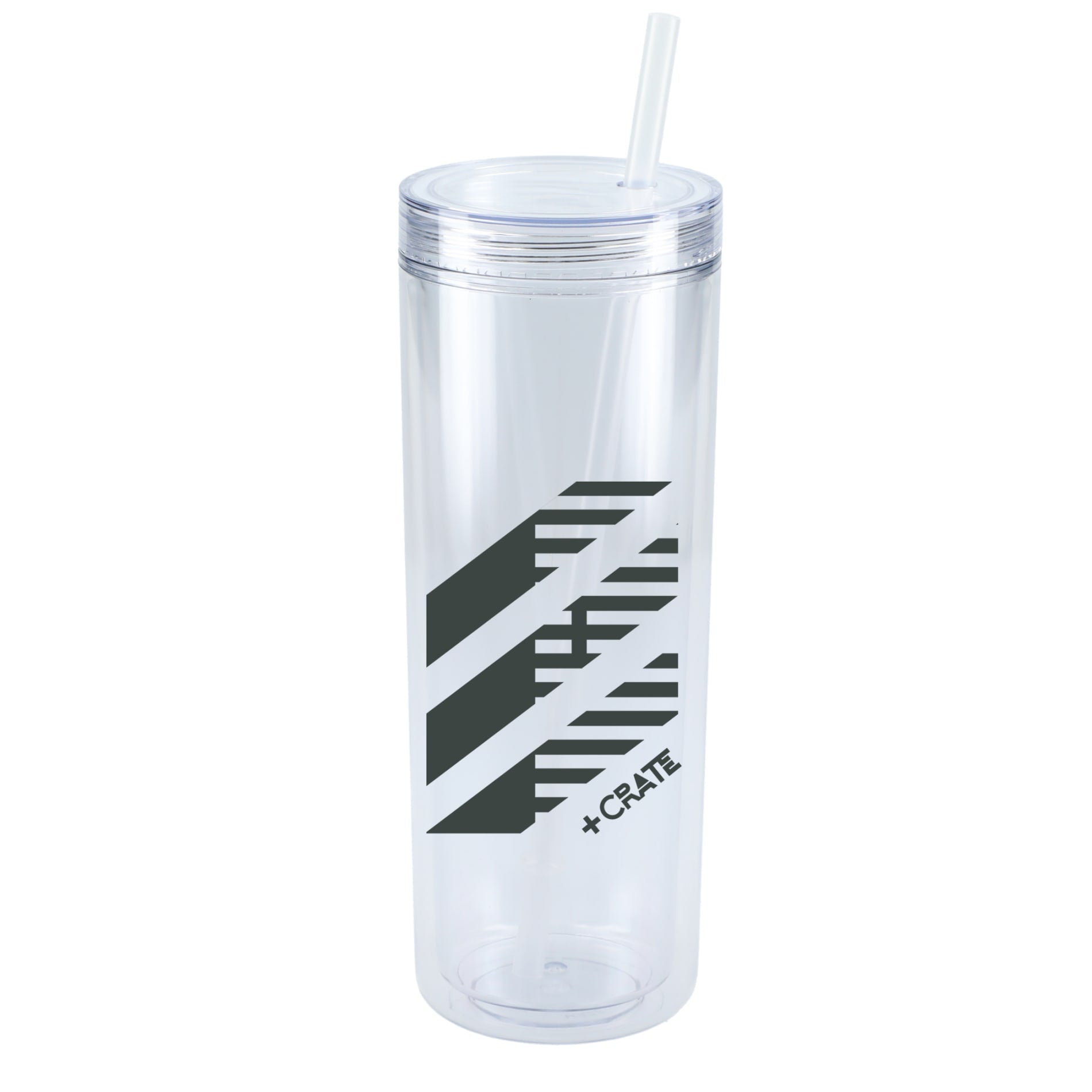 Front View of Clear Chroma Recycled Acrylic Straw Tumbler 16oz