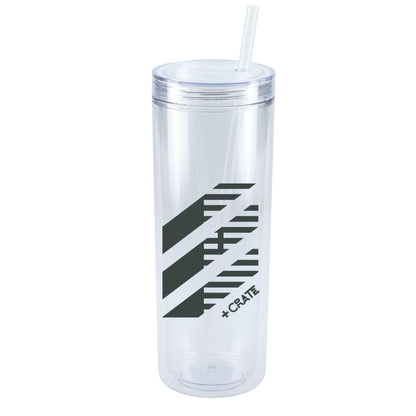 Front View of Clear Chroma Recycled Acrylic Straw Tumbler 16oz