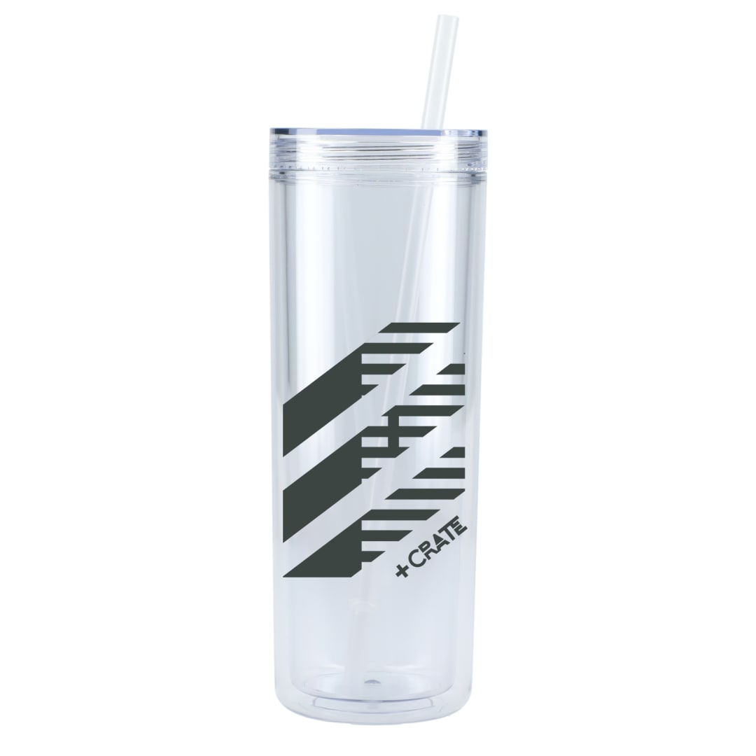 Front View of Clear Chroma Recycled Acrylic Straw Tumbler 16oz