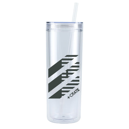 Front View of Clear Chroma Recycled Acrylic Straw Tumbler 16oz