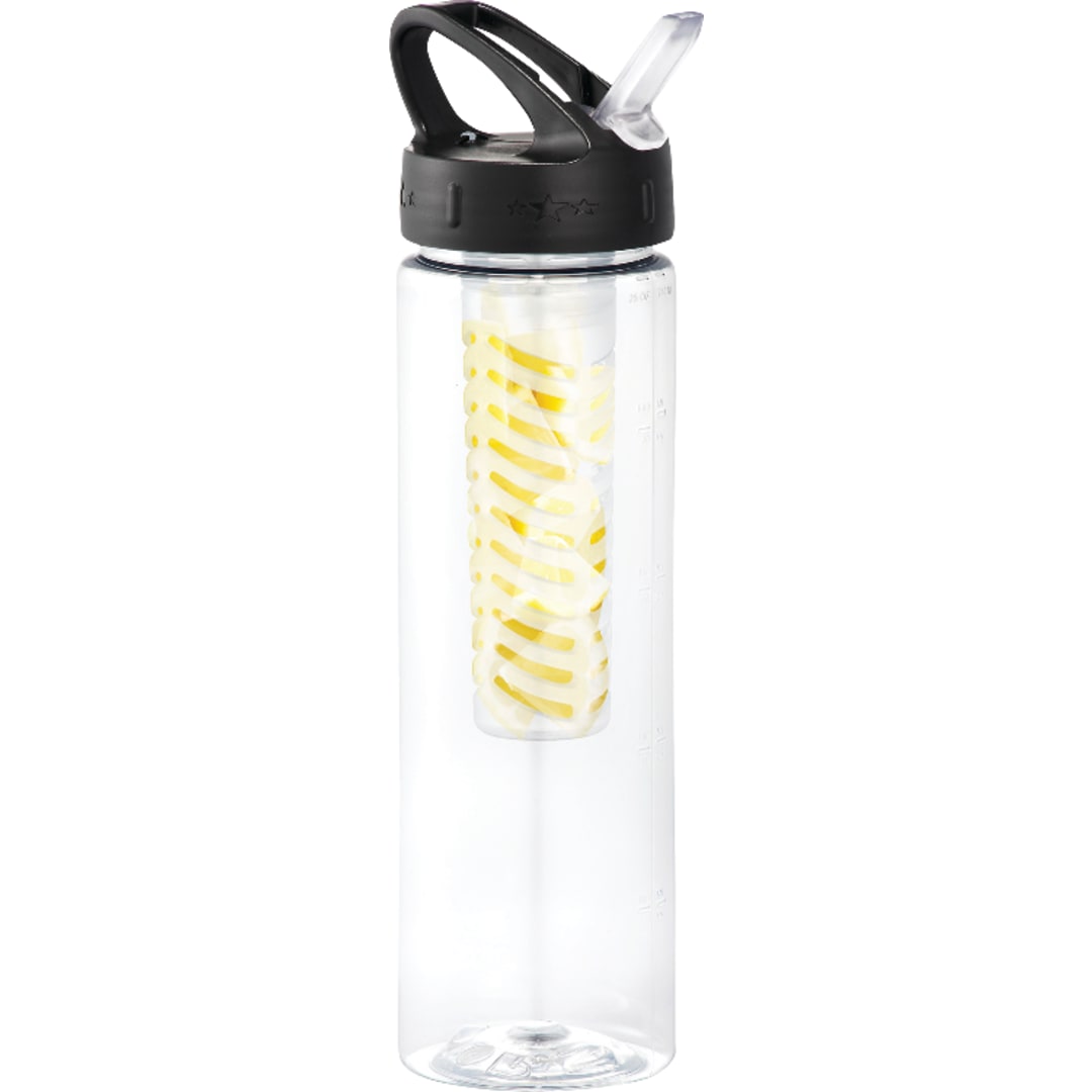 Front View of Clear Fruit Infuser 25oz Sports Bottle plain