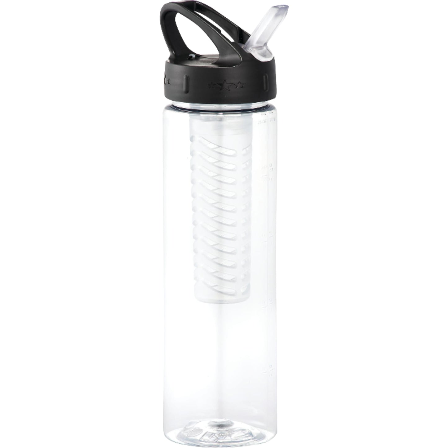Front View of Clear Fruit Infuser 25oz Sports Bottle plain