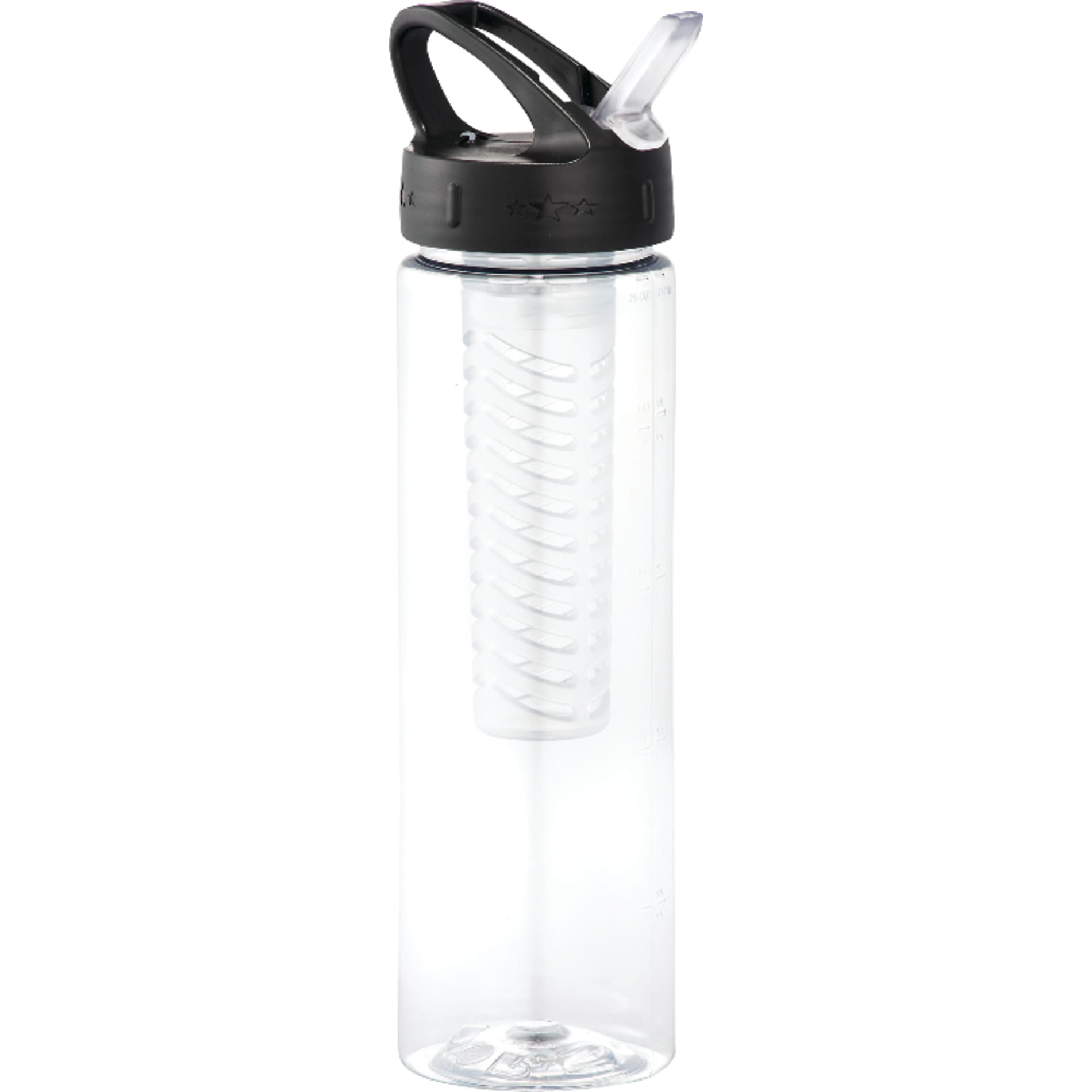 Front View of Clear Fruit Infuser 25oz Sports Bottle plain