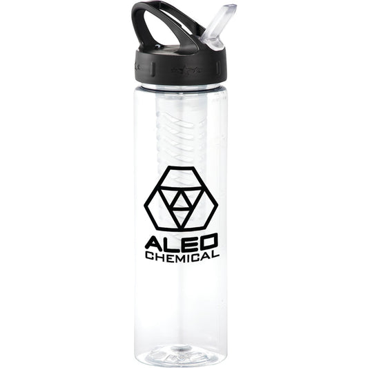 Front View of Clear Fruit Infuser 25oz Sports Bottle