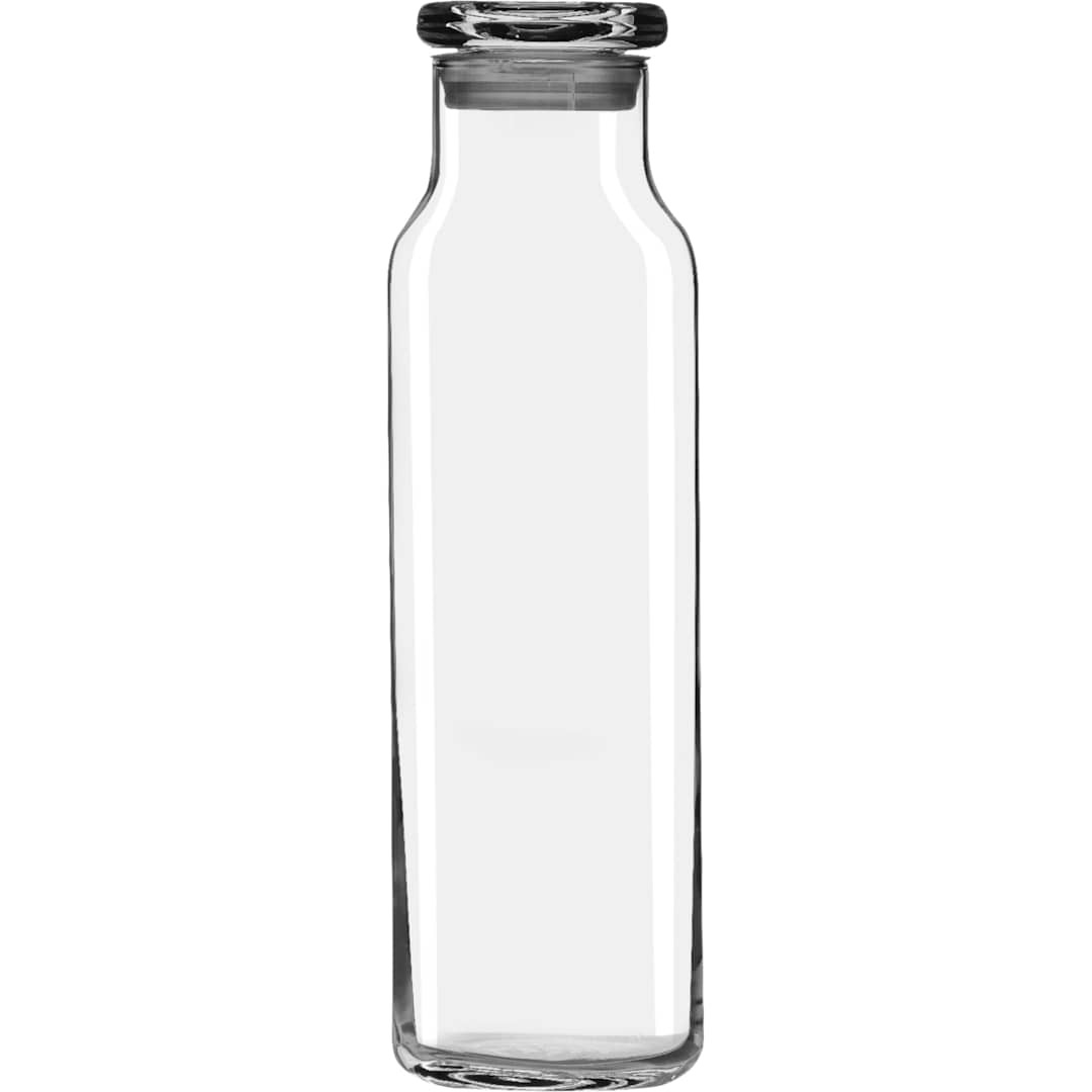 Front View of Clear Glass Water Bottle w/ Lid 24 oz. plain