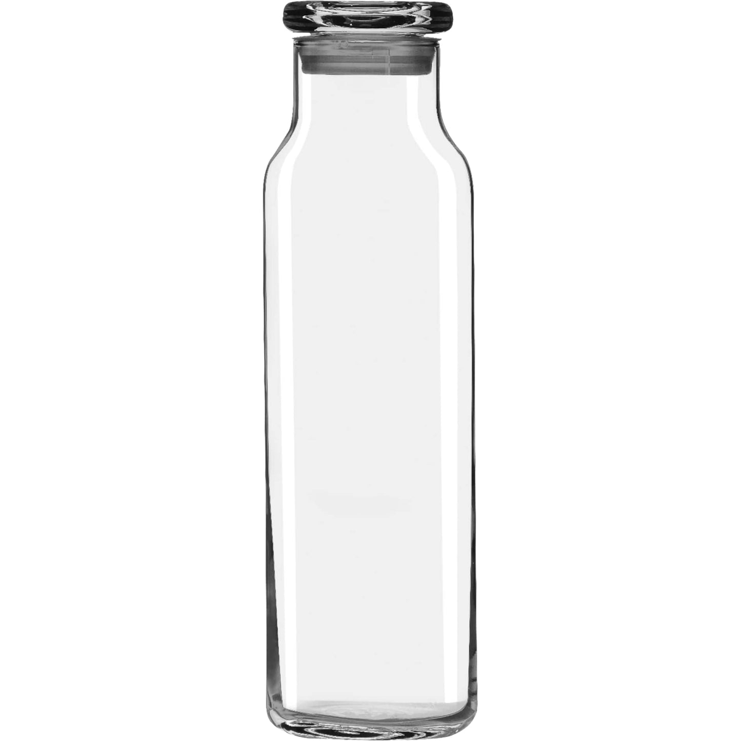 Front View of Clear Glass Water Bottle w/ Lid 24 oz. plain