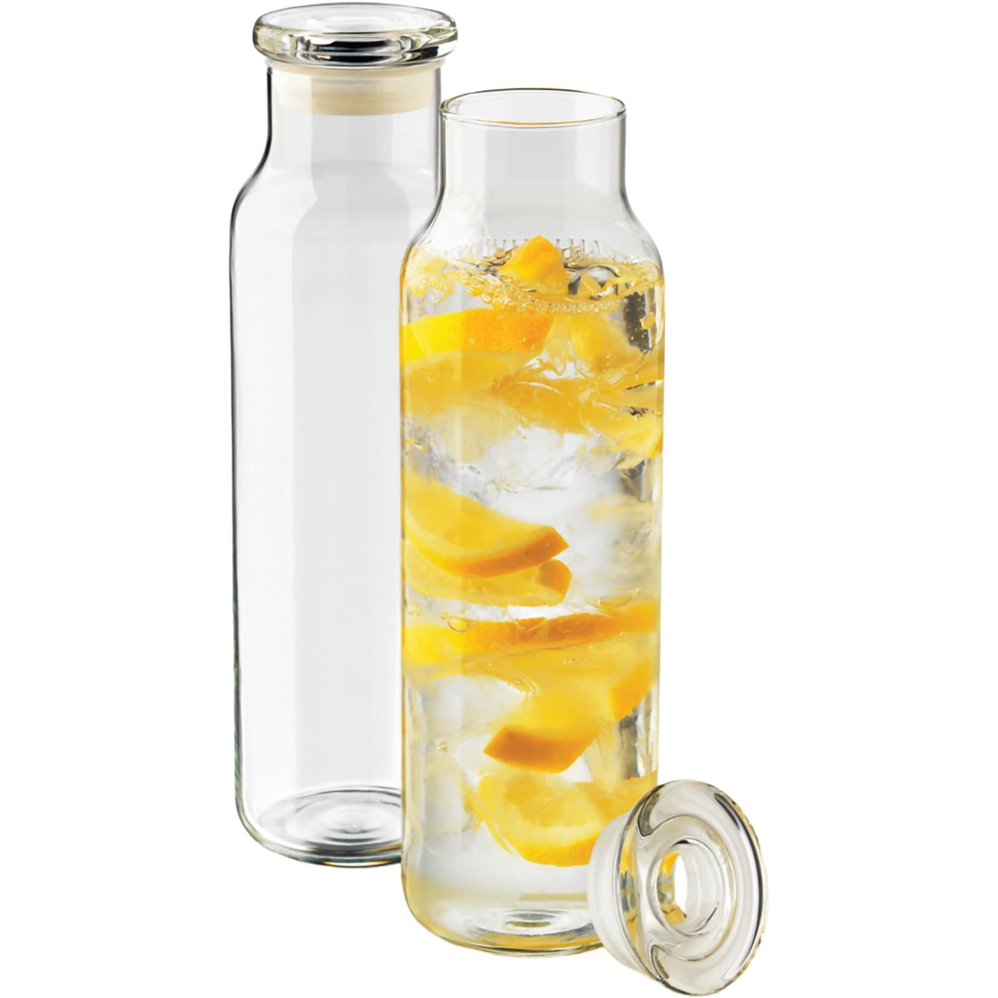 Front View of Clear Glass Water Bottle w/ Lid 24 oz. plain