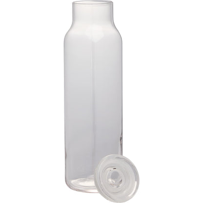 Front View of Clear Glass Water Bottle w/ Lid 24 oz. plain