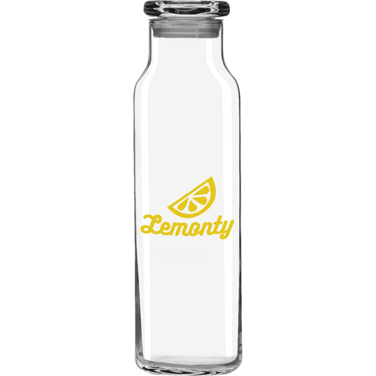Front View of Clear Glass Water Bottle w/ Lid 24 oz.